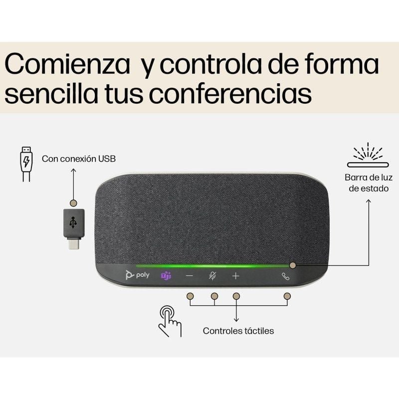 Altavoz Portátil para Conferencias Poly Sync 10 para Microsoft Teams/ USB-Bluetooth/ Negro - изображение 4