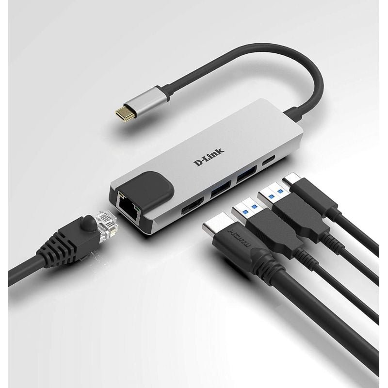 Docking USB Tipo-C D-Link DUB-M520/ 2xUSB/ 1xUSB Tipo-C/ 1xHDMI/ 1xRJ45/ 1xThunderbolt/ Gris - изображение 3
