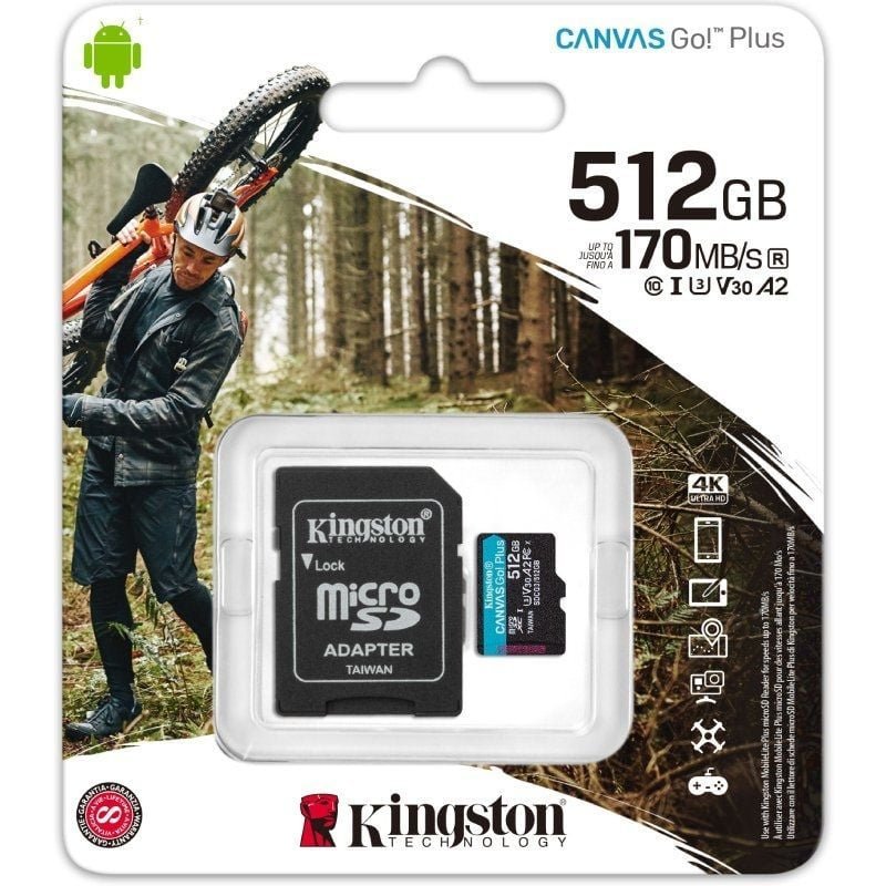 Tarjeta de Memoria Kingston CANVAS Go! Plus 512GB microSD XC con Adaptador/ Clase 10/ 170MBs - изображение 3