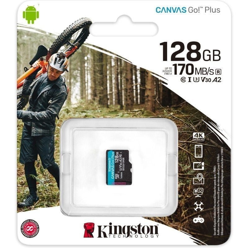 Tarjeta de Memoria Kingston CANVAS Go! Plus 128GB microSD XC/ Clase 10/ 170MBs - изображение 3