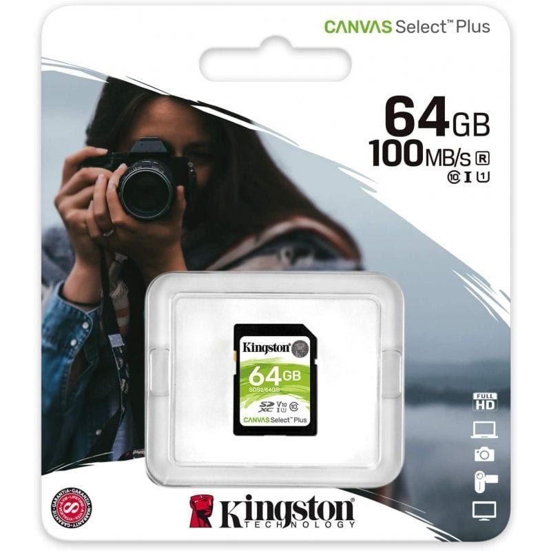 Tarjeta de Memoria Kingston CANVAS Select Plus 64GB SD XC/ Clase 10/ 100MBs - изображение 3