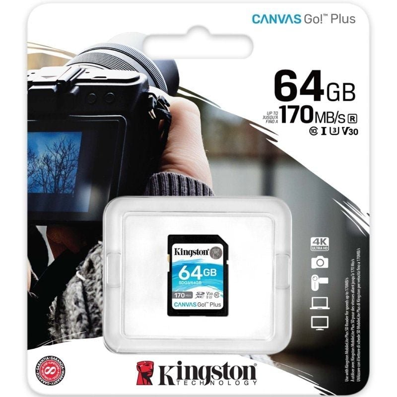 Tarjeta de Memoria Kingston CANVAS Canvas Go! Plus 64GB SD XC/ Clase 10/ 170MBs - изображение 3