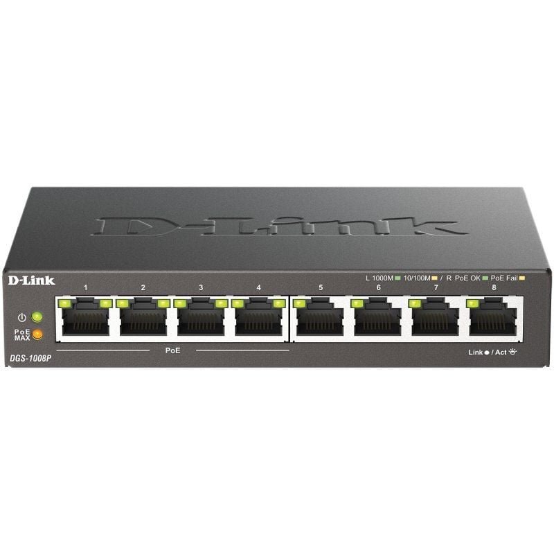 Switch D-Link DGS-1008P 8 Puertos/ RJ-45 Gigabit 10/100/1000/ PoE - изображение 2
