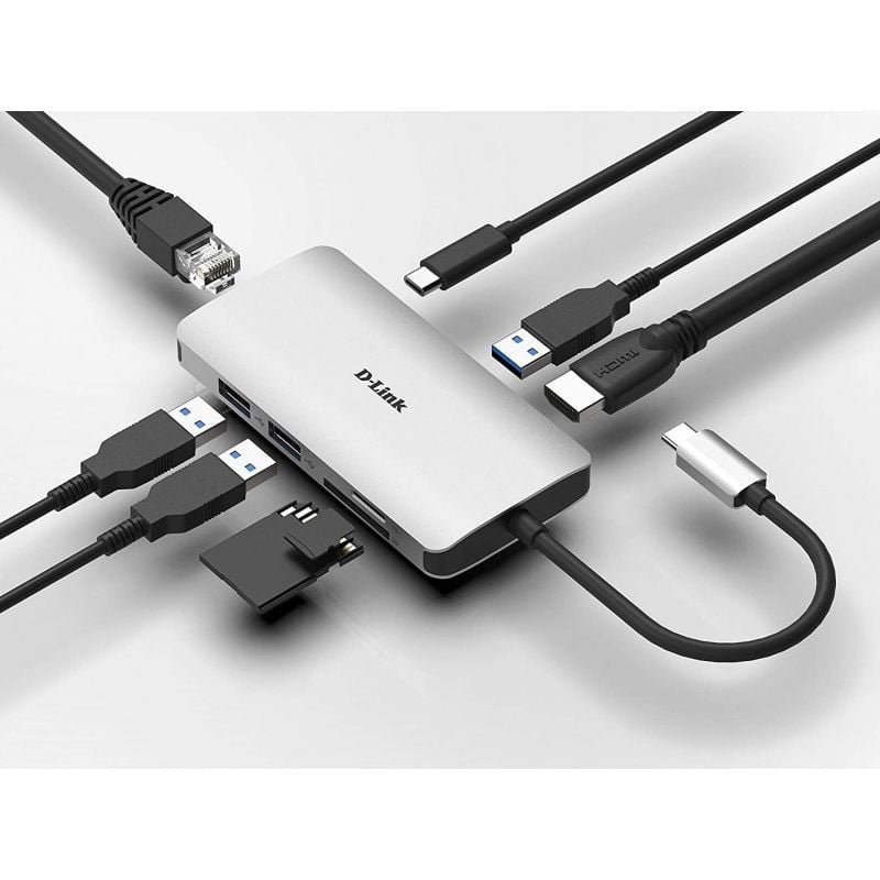Docking USB Tipo-C D-Link DUB-M810/ 3xUSB/ 1xUSB Tipo-C/ 1xThunderbolt/ 1xHDMI/ 1xRJ45/ 1xLector tarjetas/ Gris - изображение 4