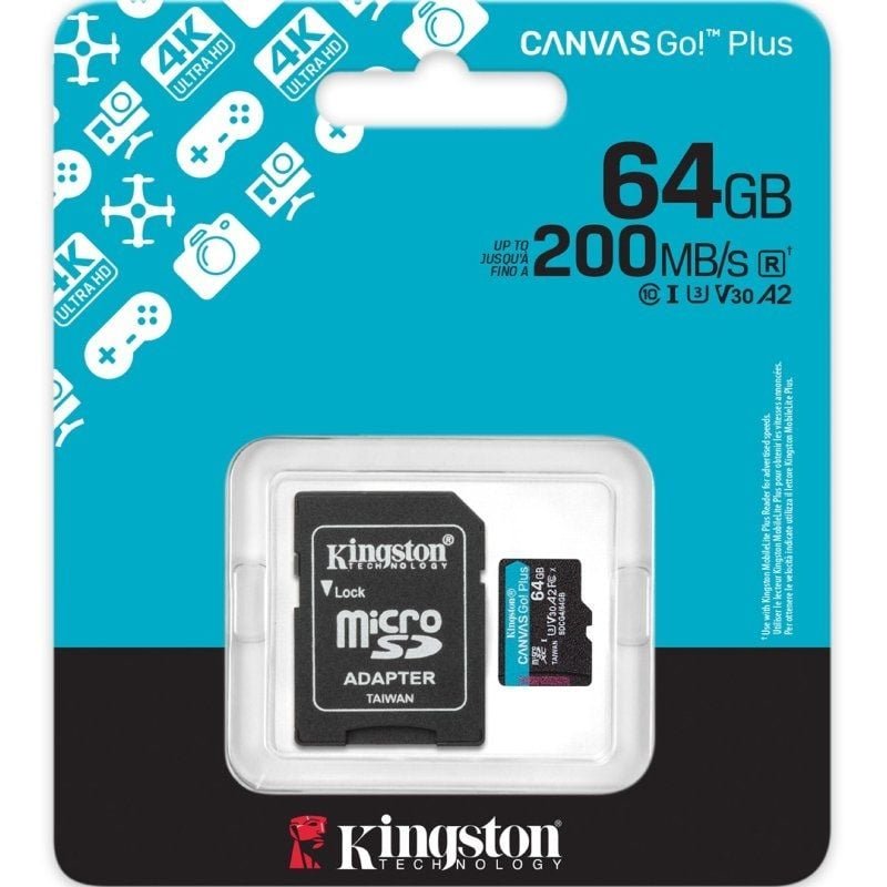 Tarjeta de Memoria Kingston CANVAS Go! Plus 64GB microSD XC con Adaptador/ Clase 10/ 200MBs - изображение 3