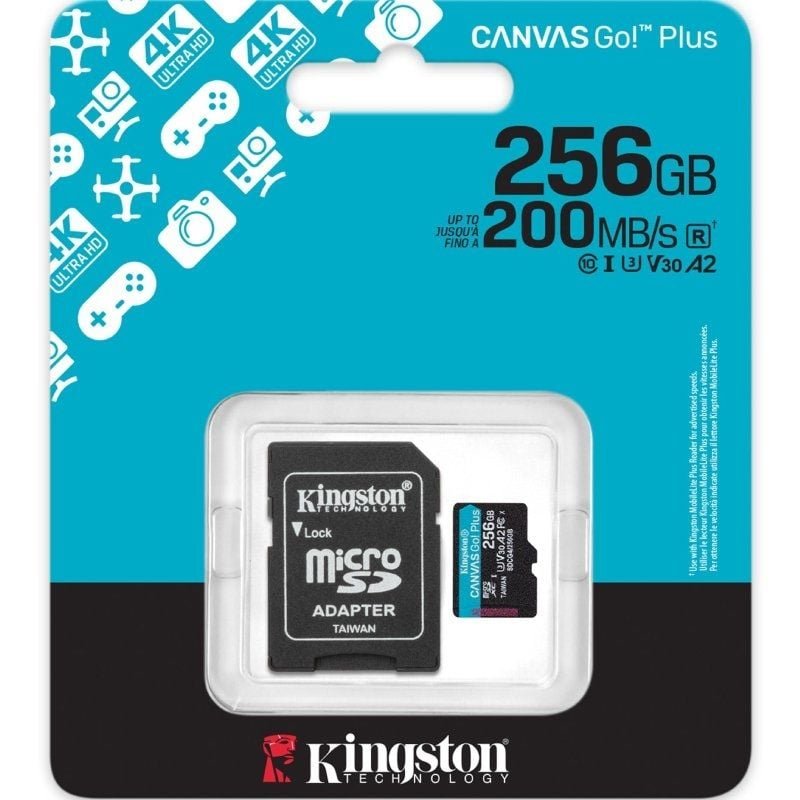 Tarjeta de Memoria Kingston CANVAS Go! Plus 256GB microSD XC con Adaptador/ Clase 10/ 200MBs - изображение 3