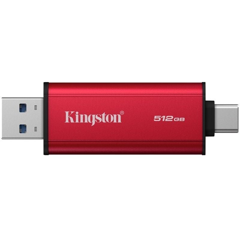 Disco Externo SSD Kingston Dual Portable SSD 512GB/ USB Tipo-C y USB 3.2/ Rojo