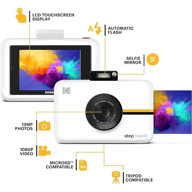 Cámara Digital Instantánea Kodak STEP Touch/ 13MP/ Tamaño Foto 2"x3"/ Blanca - изображение 2
