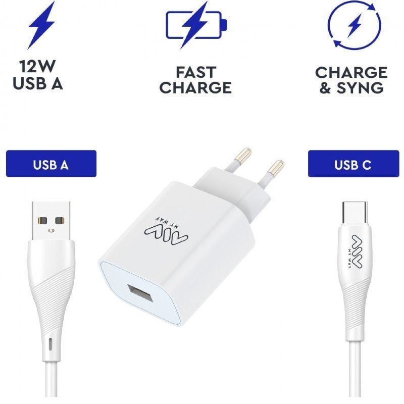 Cargador de Pared Myway MYWEPAK0002/ 1xUSB + Cable USB Tipo-C/ 15W - изображение 2
