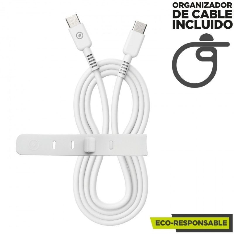 Cable USB 2.0 Tipo-C Muvit For Change MCUSC0008/ USB Tipo-C Macho - USB Tipo-C/ Hasta 60W/ 1.2m/ Blanco - изображение 3