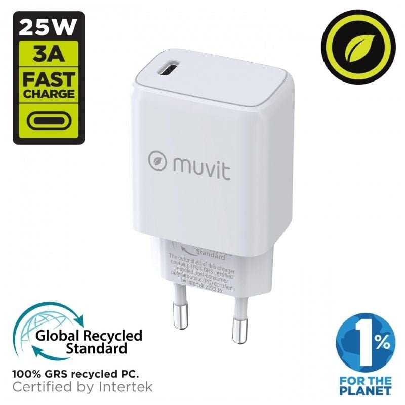 Cargador de Pared Muvit For Change MCACC0012/ 1xUSB Tipo-C/ 20W - изображение 2