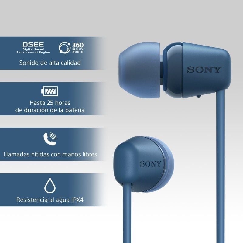 Auriculares Inalámbrico Intrauditivos Sony WI-C100/ con Micrófono/ Bluetooth/ Azules - изображение 4