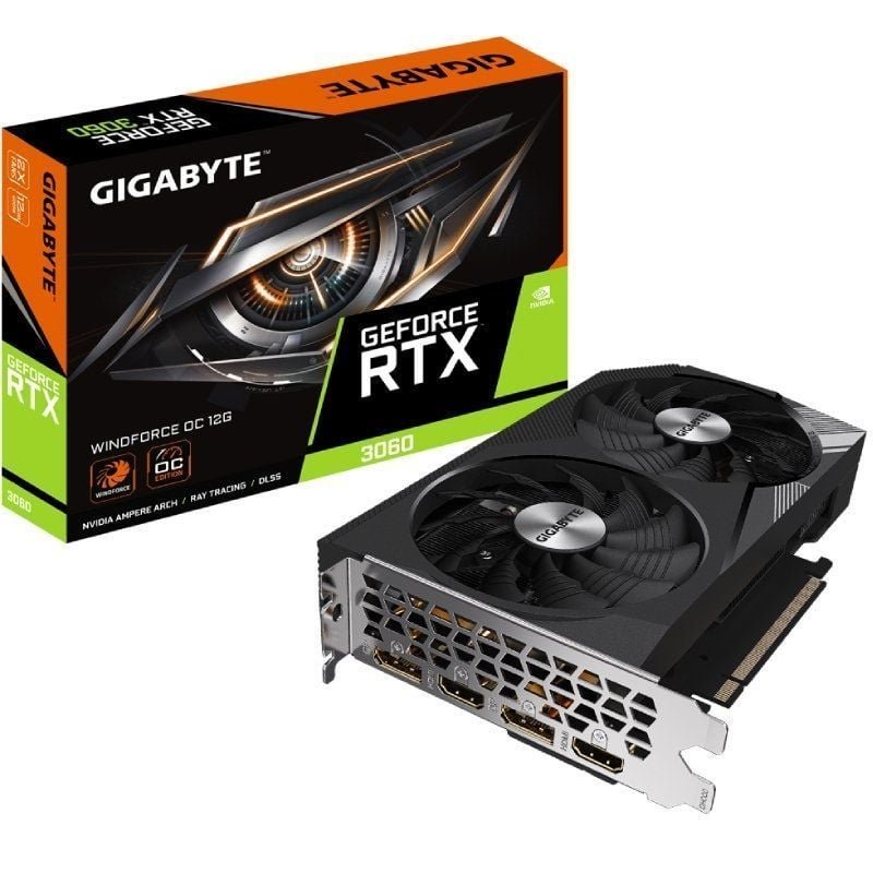 Tarjeta Gráfica Gigabyte GeForce RTX 3060 WindForce OC Rev 2/ 12GB GDDR6/ LHR