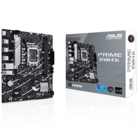 Placa Base Asus PRIME B760M-R D4 Socket 1700/ DDR4/ PCIe 4.0/ Micro ATX