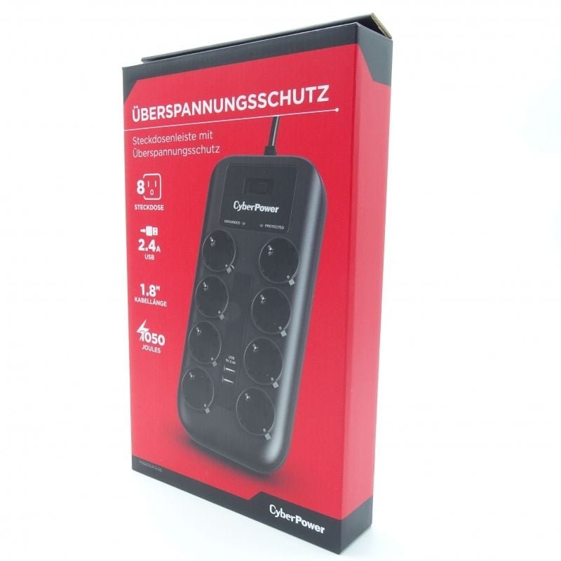 Regleta con Interruptor Cyberpower P0820SUD0-DE/ 8 Tomas de corriente/ 2 USB/ Cable 1.8m/ Negra - изображение 4