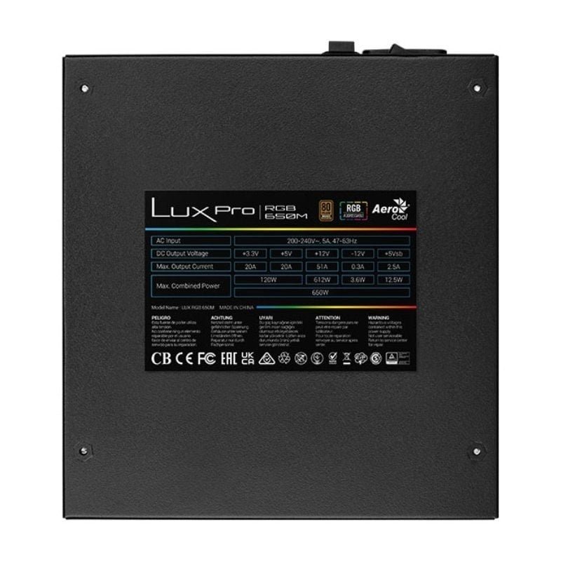 Fuente de Alimentación Aerocool LUXPRO RGB650M/ 650W/ Ventilador 14cm/ 80 Plus Bronze - изображение 5