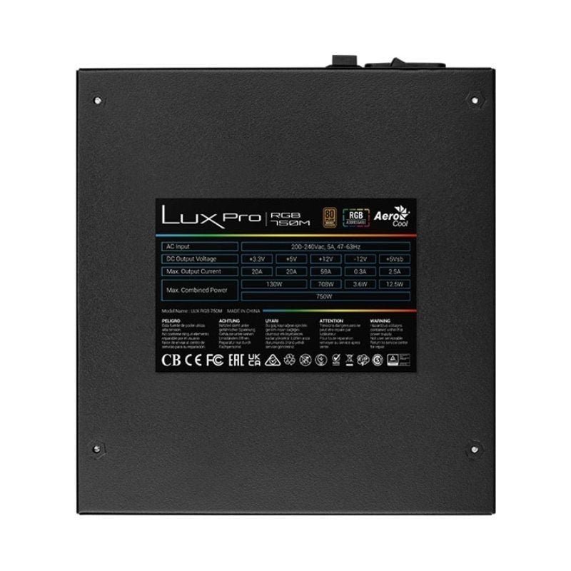 Fuente de Alimentación Aerocool LUXPRO RGB750M/ 750W/ Ventilador 14cm/ 80 Plus Bronze - изображение 5