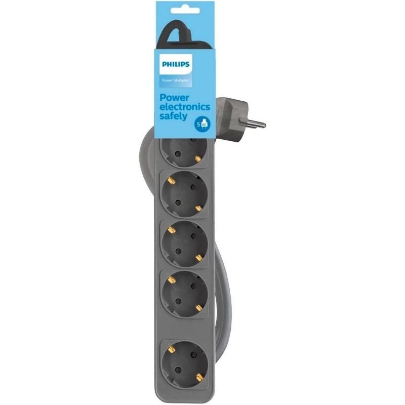 Regleta con Interruptor Philips CHP2154G/10/ 5 Tomas de corriente/ Cable 1.5m/ Gris - изображение 2