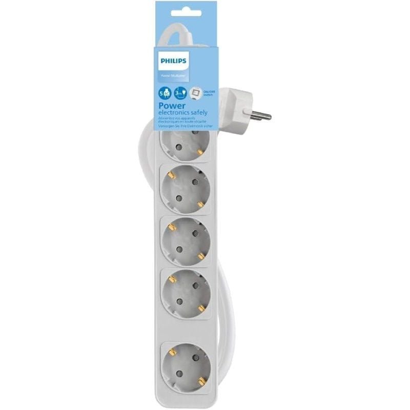 Regleta con Interruptor Philips CHP2154W/10/ 5 Tomas de corriente/ Cable 1.5m/ Blanco - изображение 2