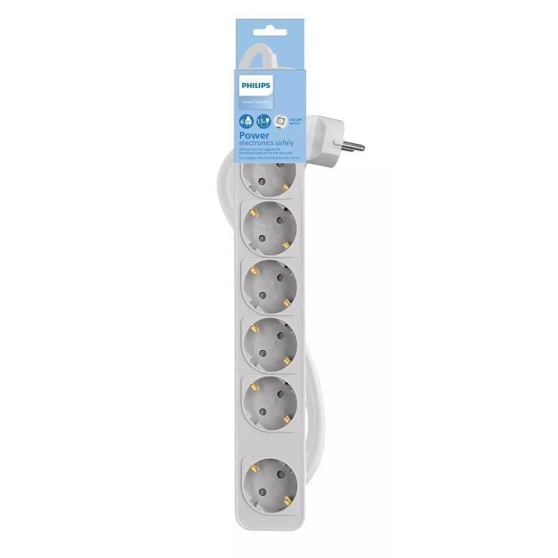 Regleta con Interruptor Philips CHP2164W/62/ 6 Tomas de corriente/ Cable 1.5m/ Blanco - изображение 2
