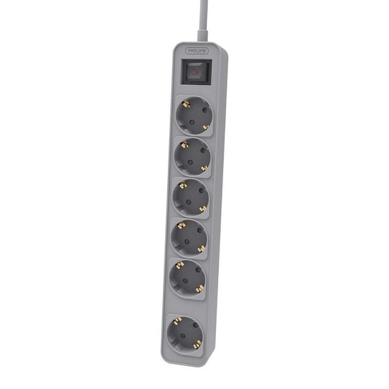 Regleta con Interruptor Philips CHP2164G/62/ 6 Tomas de corriente/ Cable 1.5m/ Gris