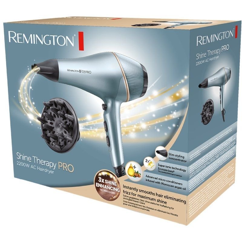Secador Remington Shine Therapy Pro AC9300/ 2200W/ Iónico/ Negro y Azul - изображение 4