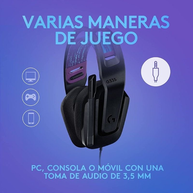 Auriculares Gaming con Micrófono Logitech G335/ Jack 3.5/ Negros - изображение 2