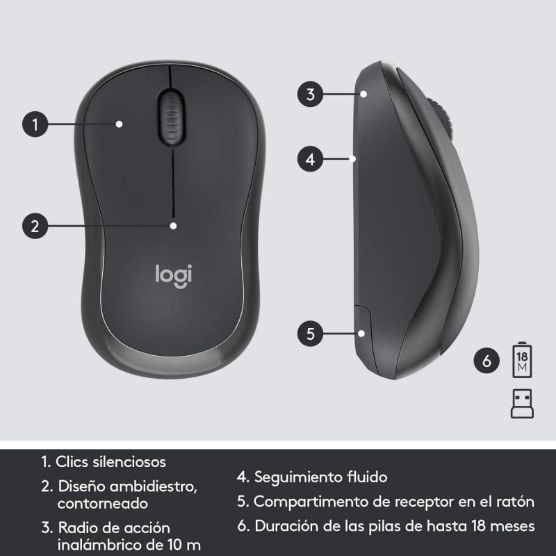 Teclado y Ratón Inalámbricos Logitech Silent Touch MK295/ Grafito - изображение 5