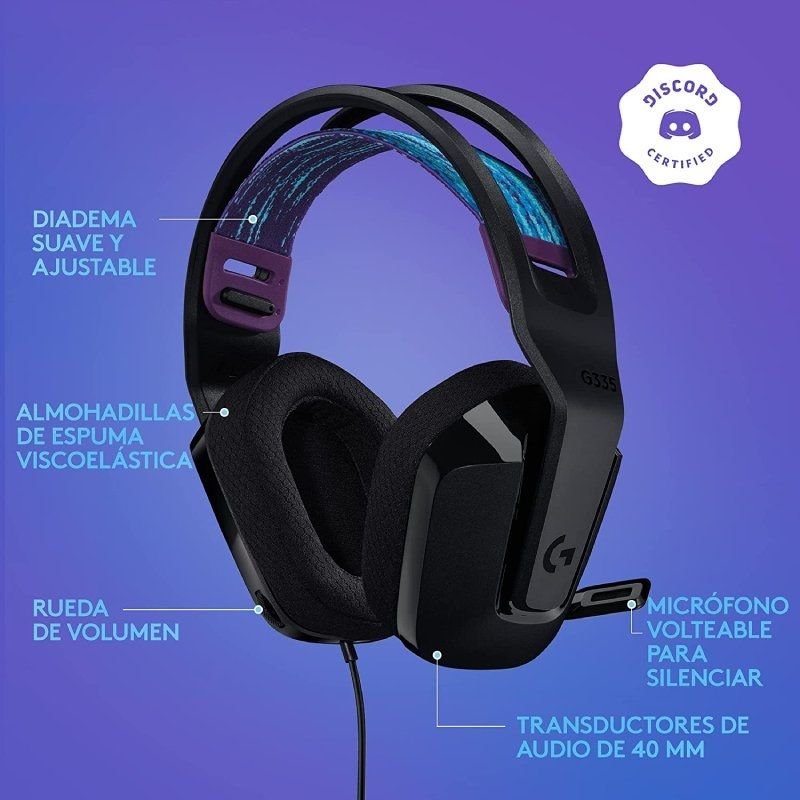 Auriculares Gaming con Micrófono Logitech G335/ Jack 3.5/ Negros - изображение 4