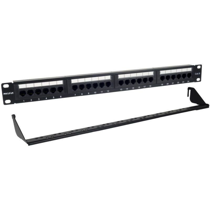Patch Panel Phasak PU 2424/ 24 Puertos/ Cat.6/ Altura 1U/ Gestión de Cables