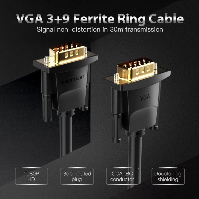 Cable VGA Vention DADBL/ VGA Macho - VGA Macho/ 10m/ Negro - изображение 3