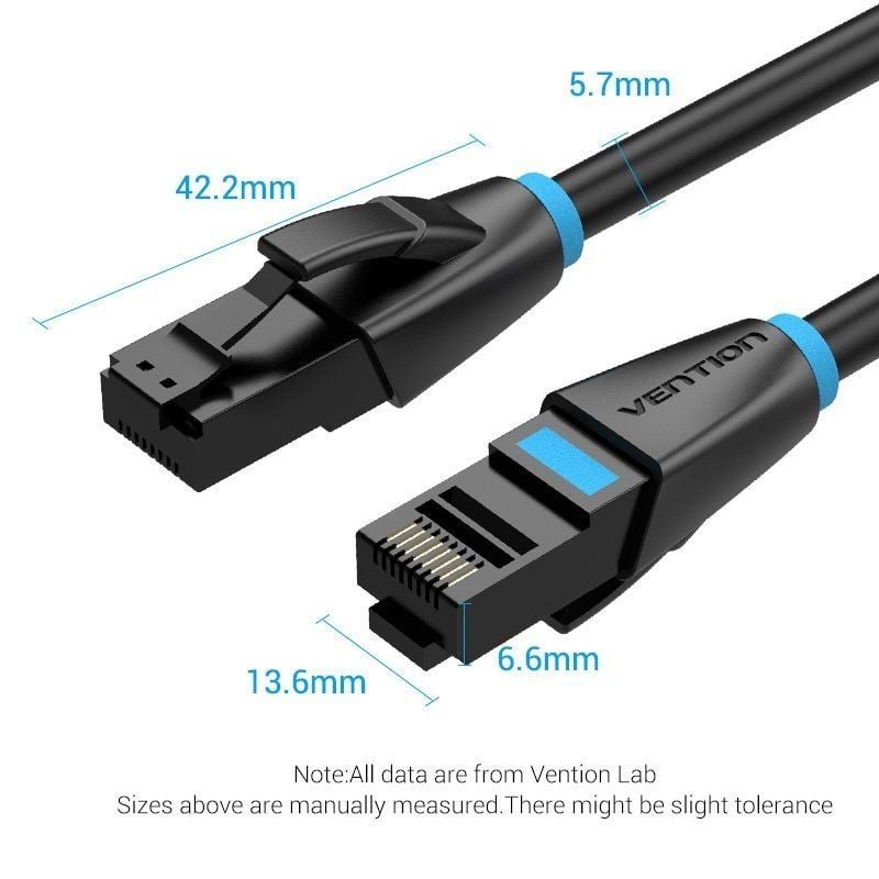 Cable de Red RJ45 26AWG UTP Vention IBKBK Cat.6A/ 8m/ Negro - изображение 4