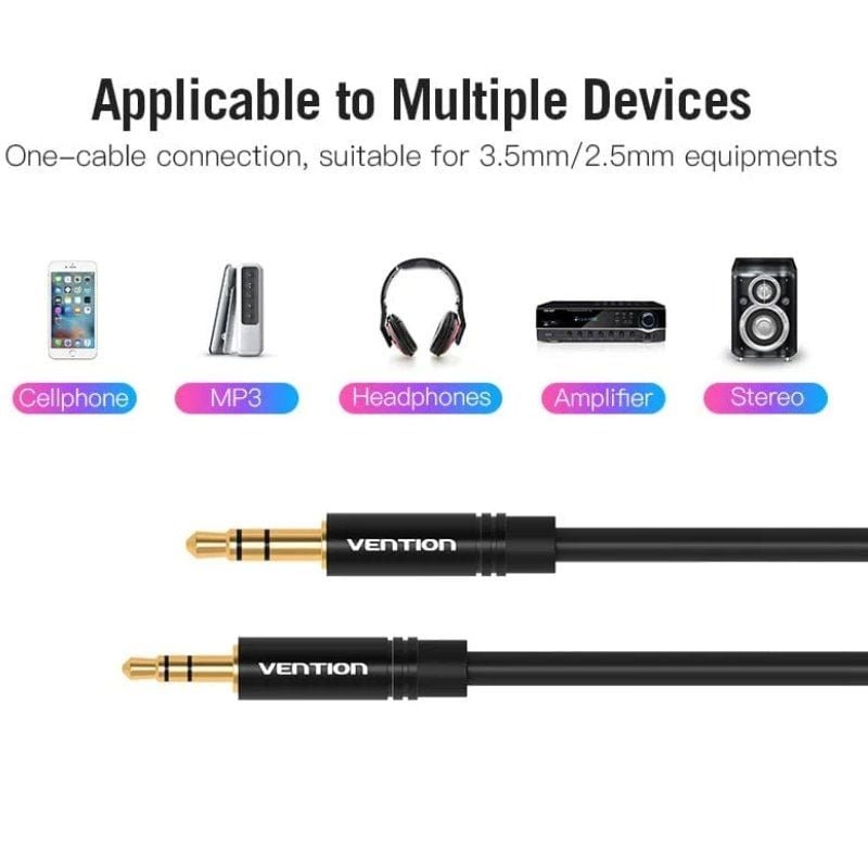 Cable Estéreo Vention BALBD/ Jack 3.5 Macho - Jack 2.5 Hembra/ 50cm/ Negro - изображение 2