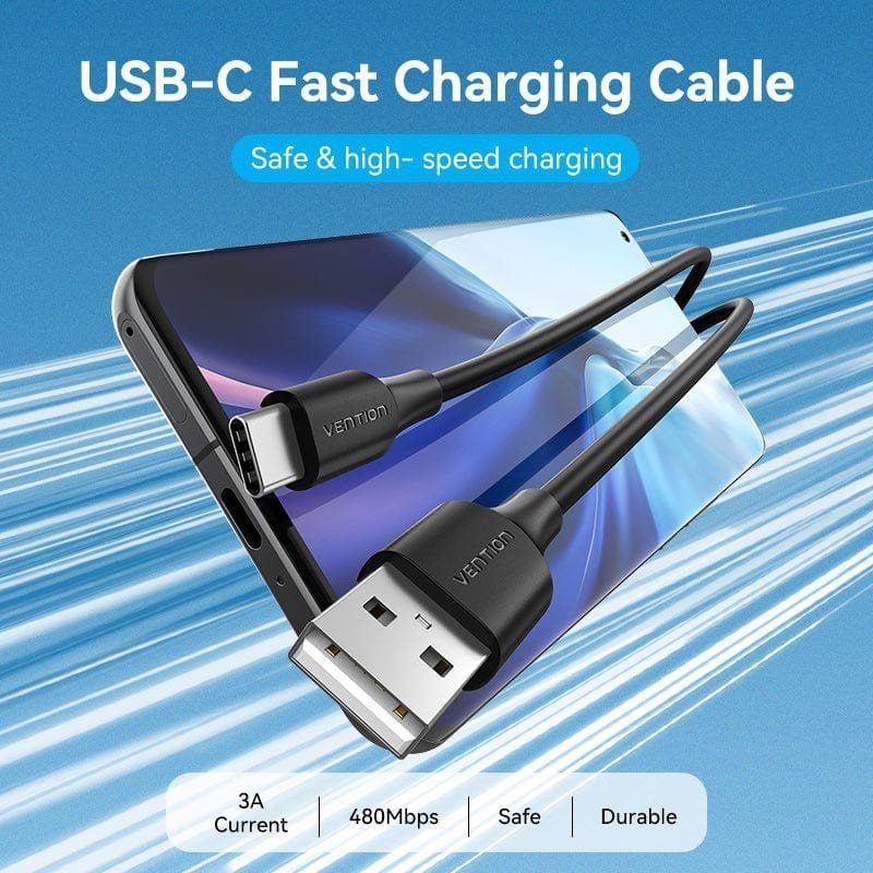 Cable USB 2.0 Tipo-C Vention CTHBC/ USB Tipo-C Macho - USB Macho/ Hasta 60W/ 480Mbps/ 25cm/ Negro - изображение 2