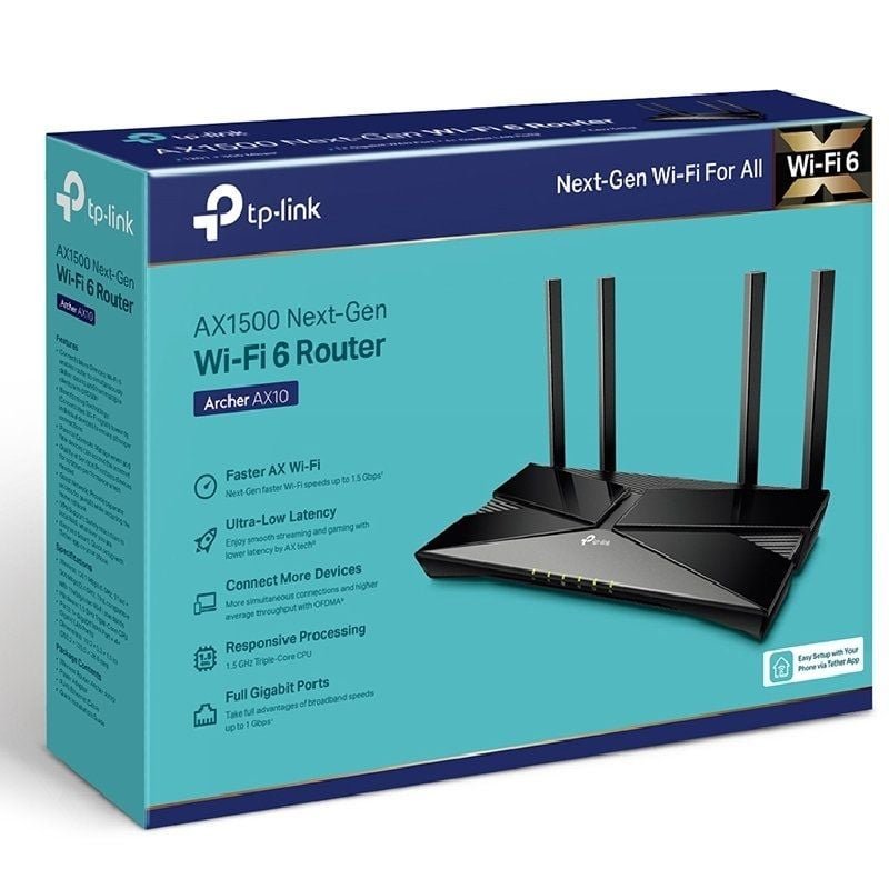 Router Inalámbrico TP-Link Archer AX10/ WiFi 6/ 1500 Mbps/ 2.4GHz 5GHz/ 4 Antenas/ WiFi 802.11ax/ac/n/a/ - n/b/g - изображение 4