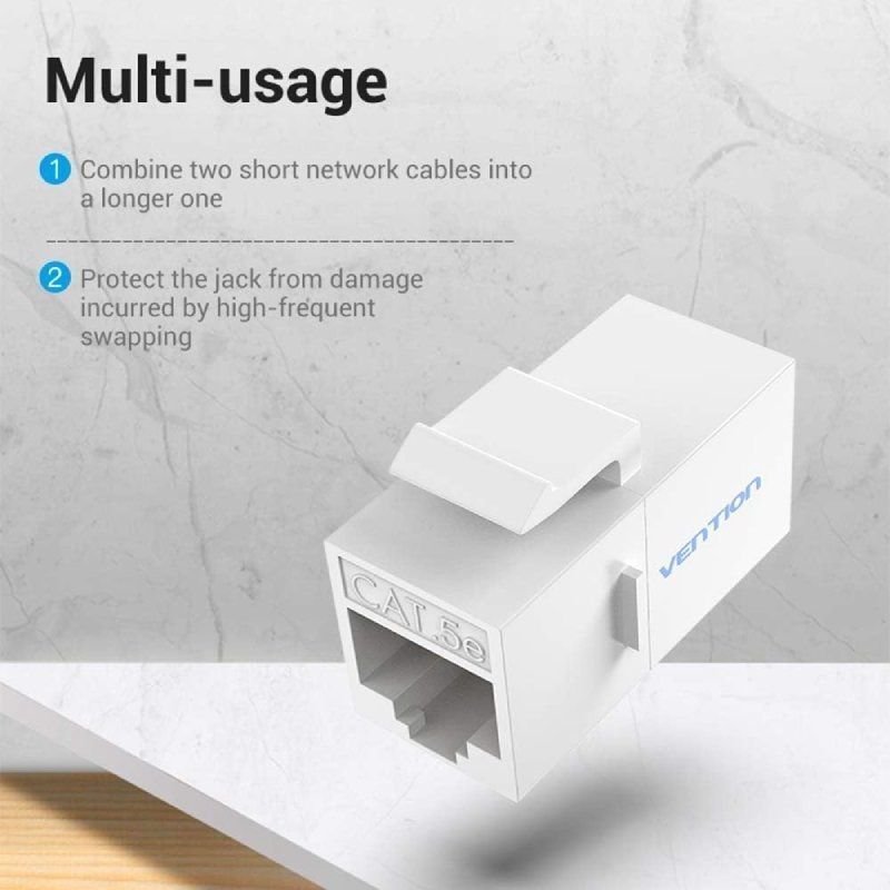 Adaptador Conector RJ45 VDD-B07-W Cat5 UTP/ RJ45 Hembra - RJ45 Hembra/ Blanco - изображение 4