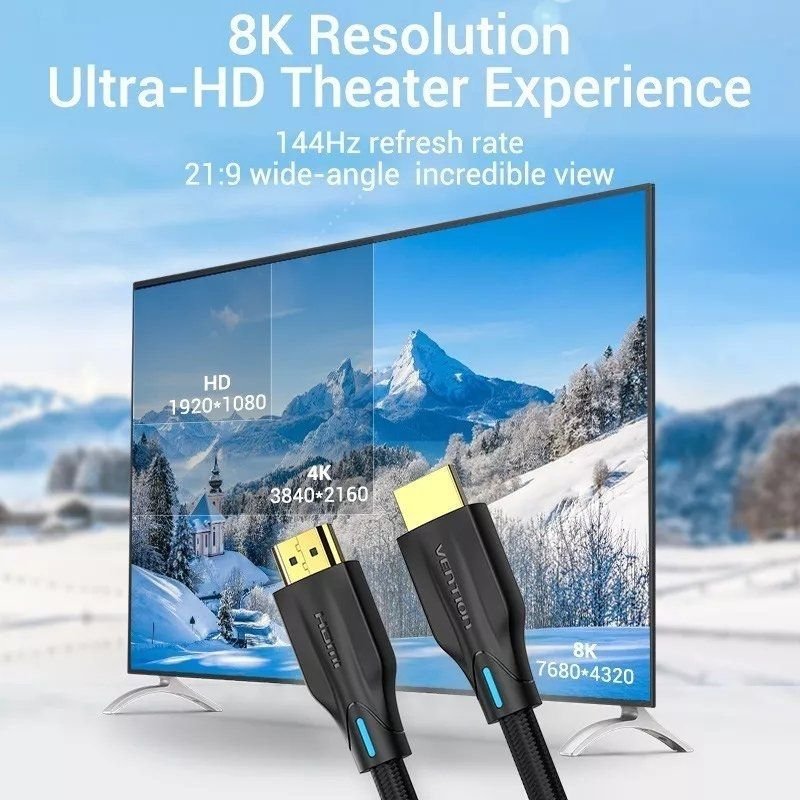 Cable HDMI 2.1 8K Vention AAUBF/ HDMI Macho - HDMI Macho/ 1m/ Negro - изображение 2