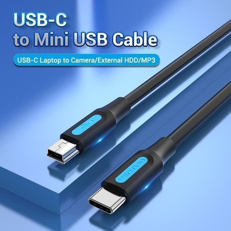 Cable USB 2.0 Tipo-C Vention COWBG/ USB Tipo-C Macho - MiniUSB Macho/ Hasta 10W/ 480Mbps/ 1.5m/ Negro - изображение 2