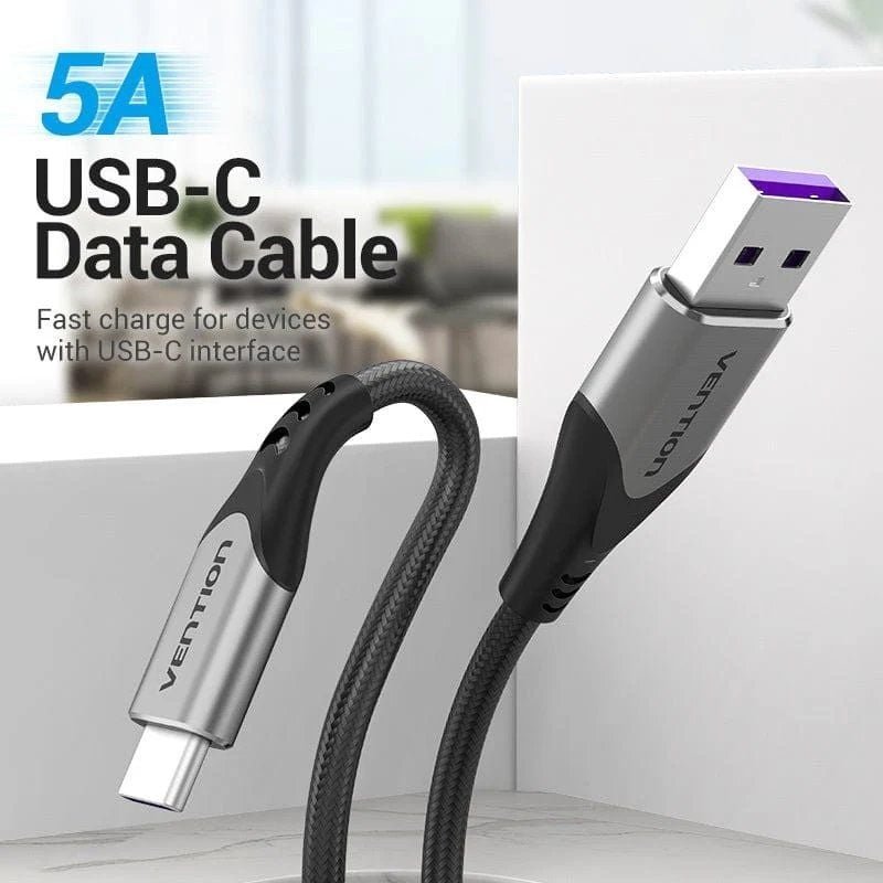 Cable USB 2.0 Tipo-C Vention COFHD/ USB Tipo-C Macho - USB Macho/ Hasta 100W/ 480Mbps/ 50cm/ Gris - изображение 2