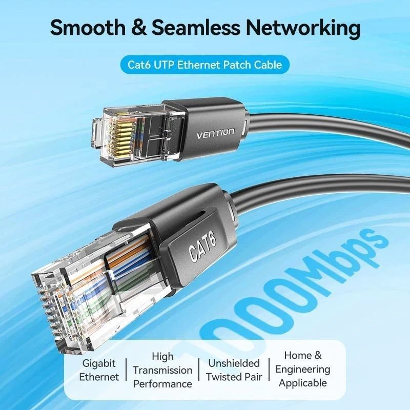 Cable de Red RJ45 UTP Vention IBRBH Cat.6/ 2m/ Negro - изображение 2