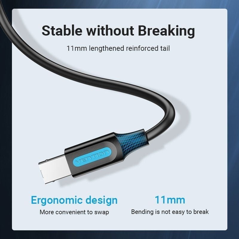 Cable USB 2.0 Impresora Vention COQBF/ USB Tipo-B Macho - USB Macho/ 480Mbps/ 1m/ Negro - изображение 3