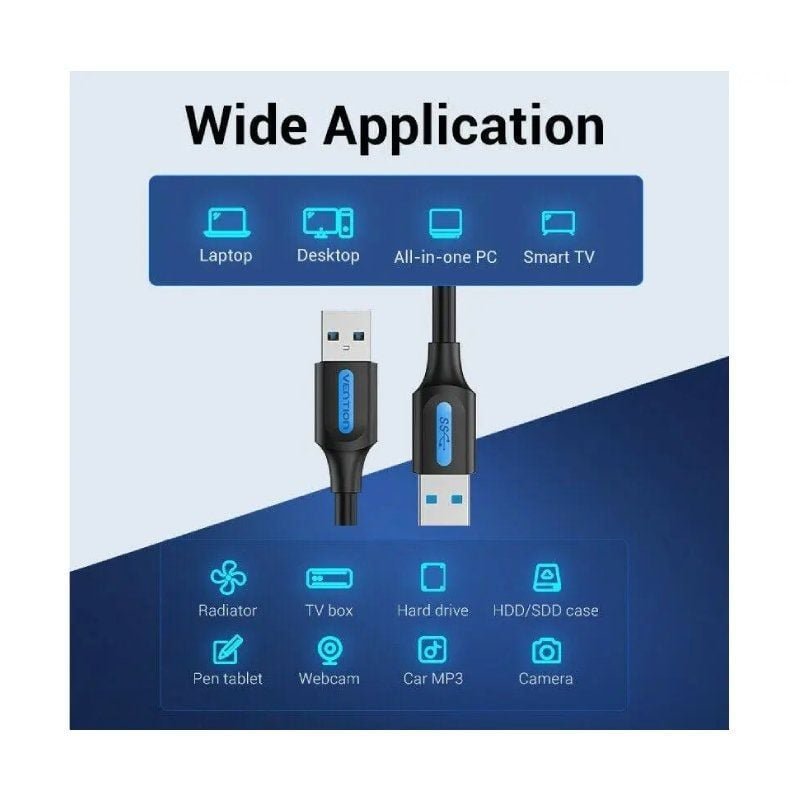 Cable USB 3.0 Vention CONBH/ USB Macho - USB Macho/ 5Gbps/ 2m/ Negro - изображение 4