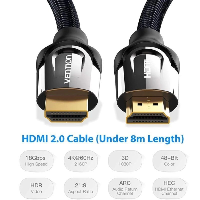 Cable HDMI 2.0 4K Vention VAA-B05-B100/ HDMI Macho - HDMI Macho/ 1m/ Negro - изображение 5