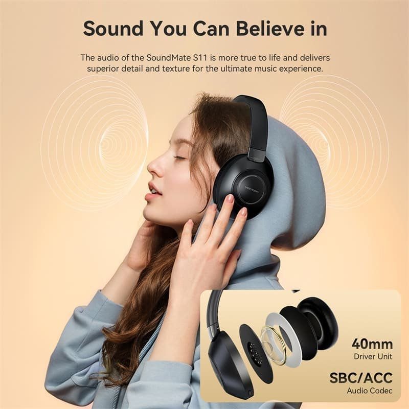 Auriculares Inalámbricos Vention SoundMate S11 NBBB0/ con Micrófono/ Bluetooth/ Negros - изображение 3