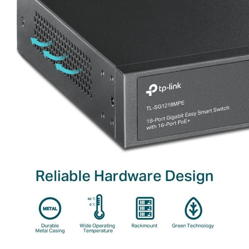 Switch TP-Link Easy Smart TL-SG1218MPE 20 Puertos/ RJ-45 10/100/1000 PoE+/SFP - изображение 5