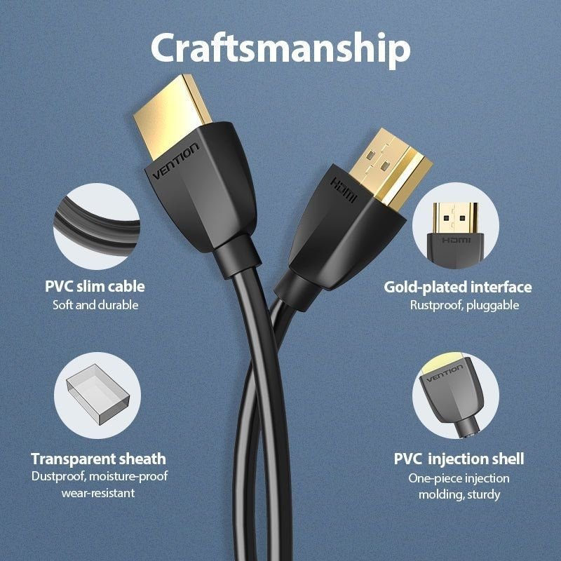 Cable HDMI 2.0 4K Portatil Vention AAIBD/ HDMI Macho - HDMI Macho/ 50cm/ Negro - изображение 3