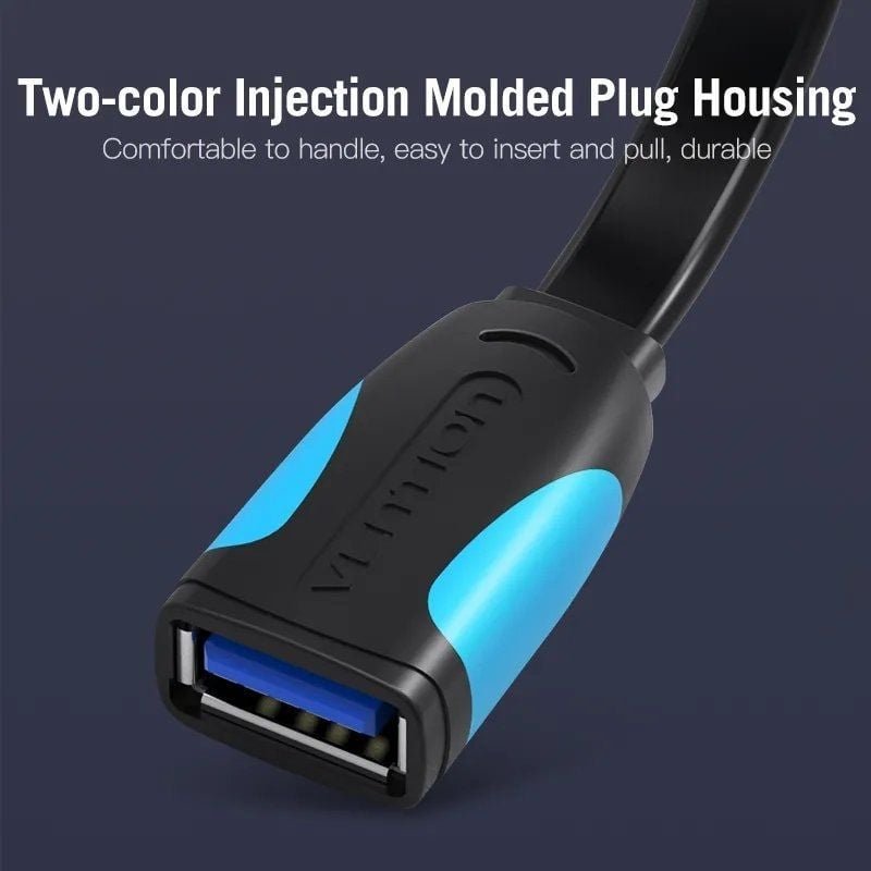 Cable Alargador USB 3.0 Vention VAS-A13-B100/ USB Macho - USB Hembra/ 5Gbps/ 1m/ Negro y Azul - изображение 3