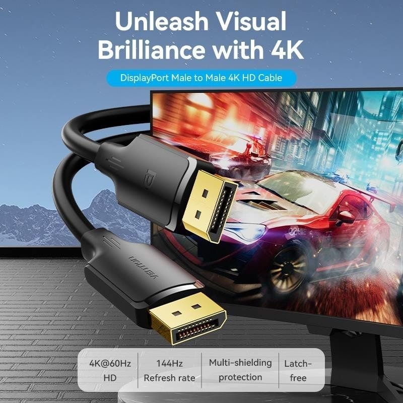 Cable DisplayPort 1.2 4K Vention HAKBJ/ DisplayPort Macho - DisplayPort Macho/ 5m/ Negro - изображение 2