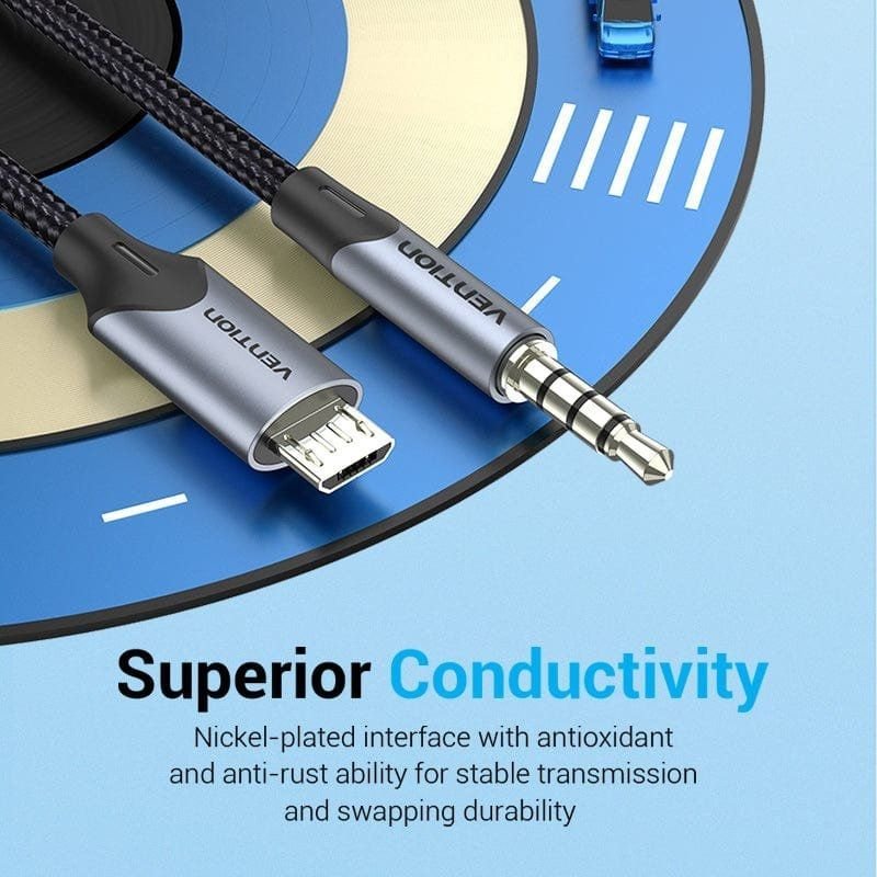 Cable Audio Vention BDGBG/ MicroUSB Macho - Jack 3.5 Macho/ 1.5m/ Negro - изображение 2