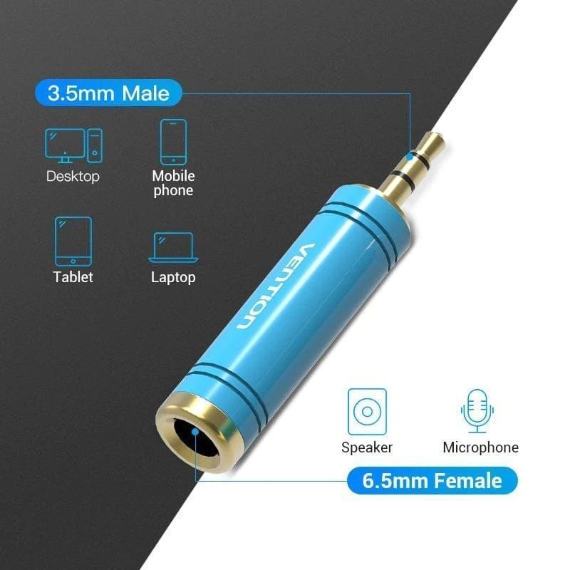 Adaptador Jack Vention VAB-S04-L/ Jack 3.5 Macho - Jack 6.5 Hembra/ Azul - изображение 2